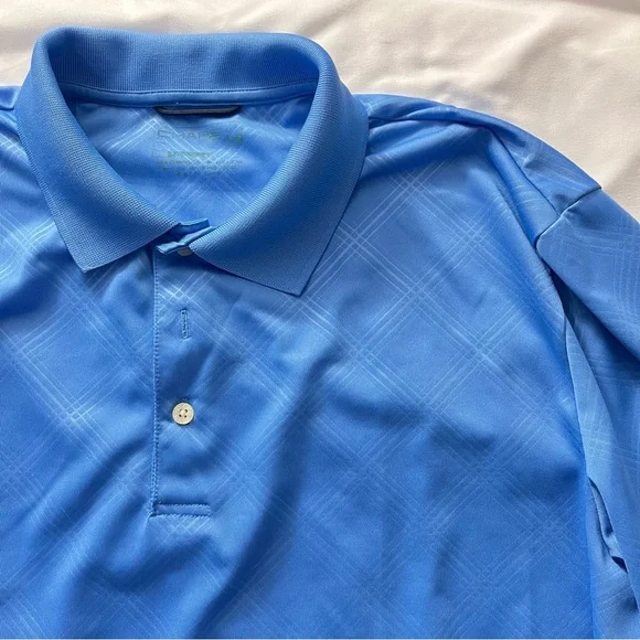 Chaps Men's Performance Golf Polo Shirt Blue Plaid Large - Picture 3 of 8